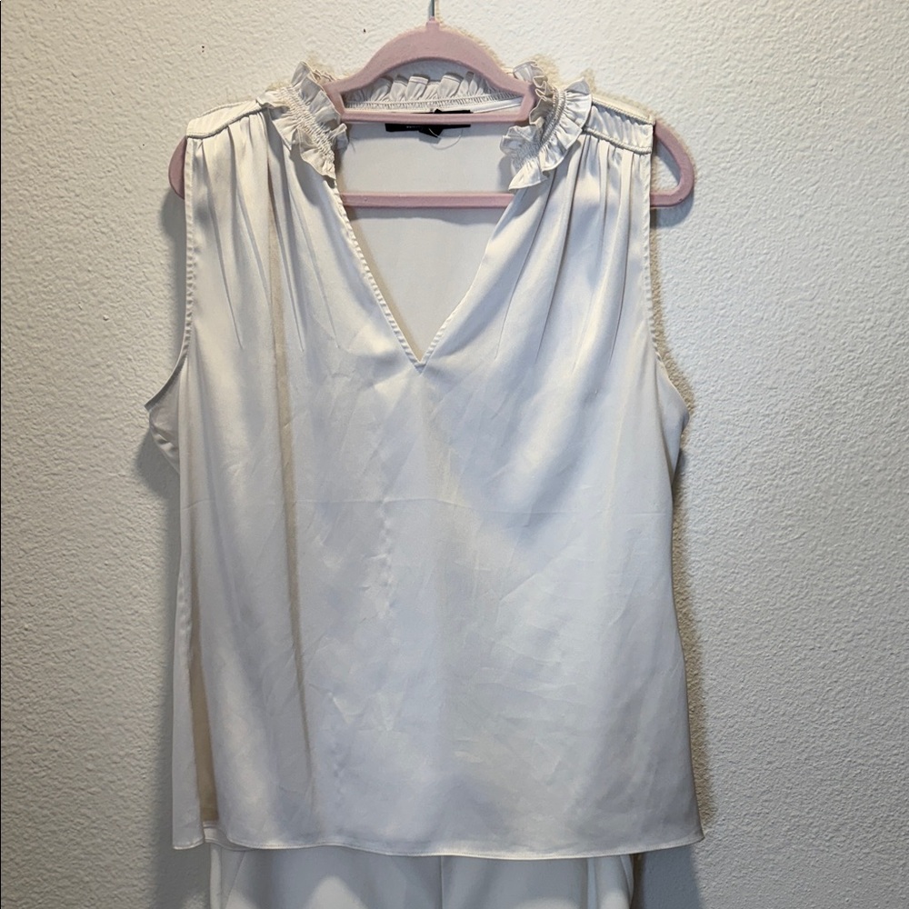 White House Black Market Ivory Ruffle Blouse